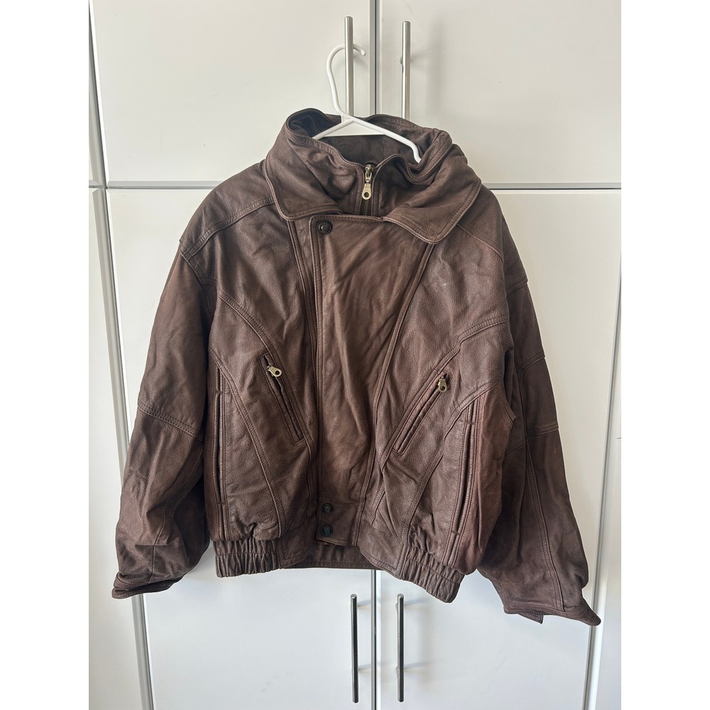 Wilsons Leather Adventure Bound Brown Bomber Jacket Thinsulate Mens Medium